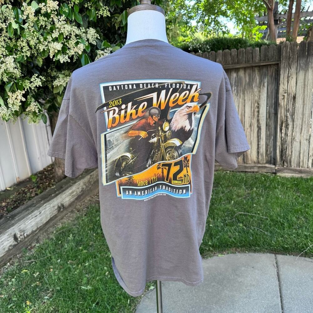 Bike Week 72nd Annual Daytona Beach 2013 T-Shirt Mens XL Short Sleeve Grey Tee